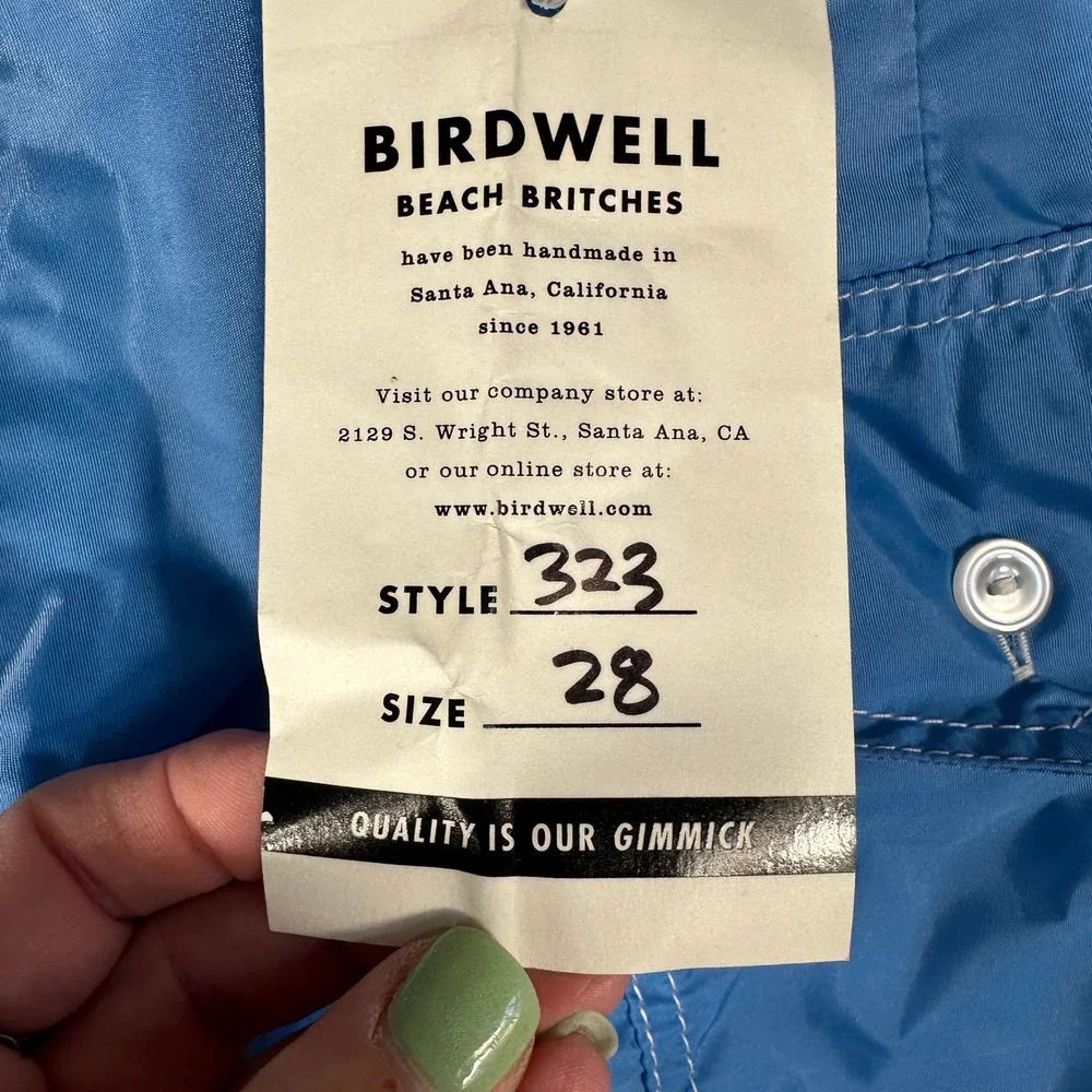 NEW Birdwell Beach Britches 323 Board Shorts Mens 28 Blue SurfNyl Made in USA